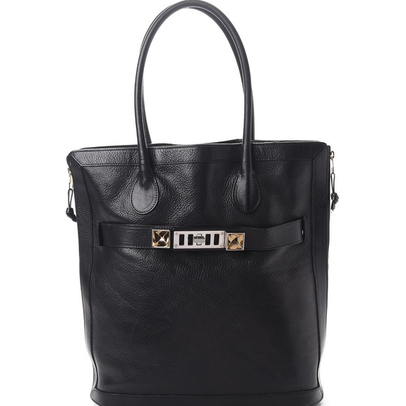 EXPANDABLE PS11 pebbled leather shoulder tote 15”W 14.5”H 5.25”D 8”Handle drop - Picture 1 of 8